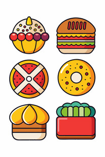 多彩美味糕点与面包集合