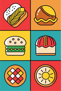 多彩美味糕点与面包集合