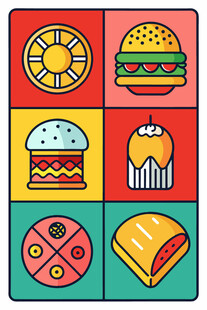 多彩美味食物图标集