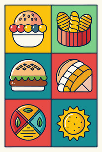 多彩快餐图标集合