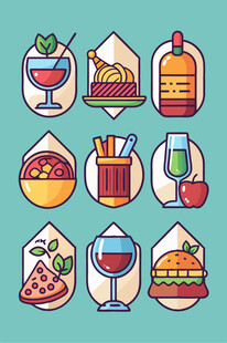 多彩美食图标集合
