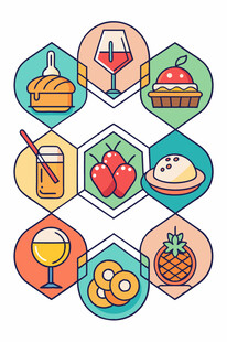 多彩美食图标集合
