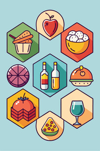 多彩美食图标集合