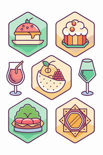 多样美食与饮品图标集