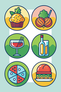 多彩美食图标集合