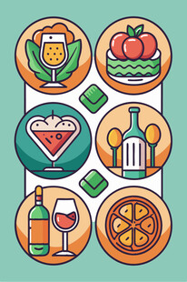 多彩美食与饮品图标