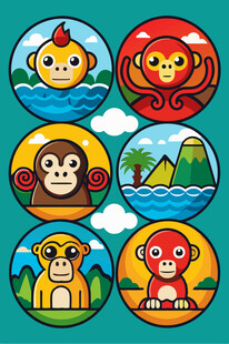 可爱生肖动物卡通图案