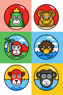 多彩动物卡通头像