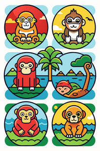 可爱猴子卡通图案集合