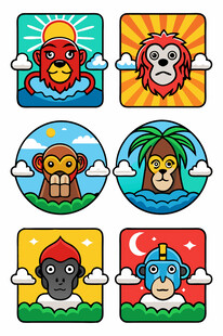 卡通动物头像图标集合