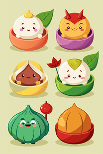 可爱卡通中式面点形象