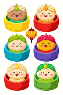 可爱卡通小笼包形象集合