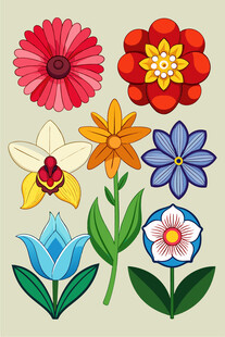 多彩手绘花卉图案集合