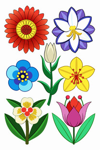 多彩手绘花卉图案