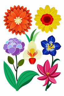 多彩花卉插画
