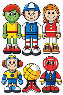 卡通风格的多彩儿童角色