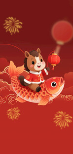 竖版红色马年背景