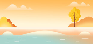 秋日湖畔孤树风景图