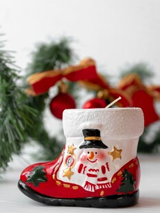 圣诞红靴子摆件