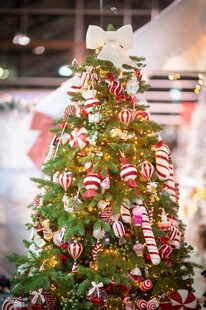 装饰精美的节日圣诞树