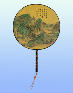 古典青绿山水团扇