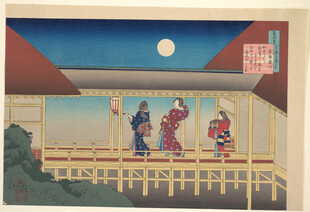 月夜下的日本传统人物场景