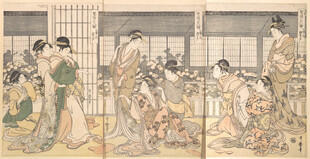 日本传统场景中的人物活动