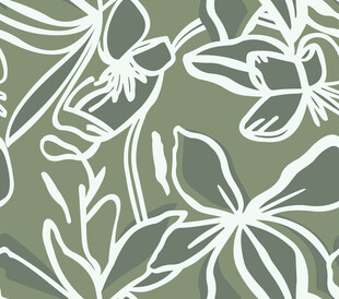 绿色底白色花卉图案纹理