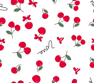 樱桃花卉无缝图案设计