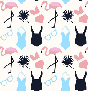 火烈鸟泳衣夏日图案设计