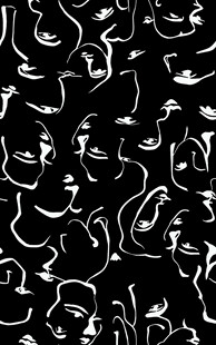 黑白线条抽象人脸图案