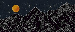 月夜下的山峦轮廓