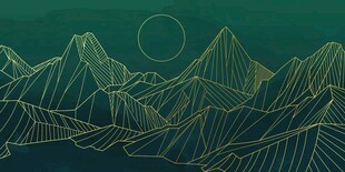 简约线条勾勒的山川夜景