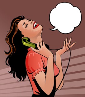 女子打电话神情陶醉