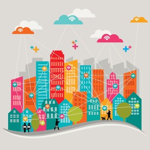 多彩城市天际线插画