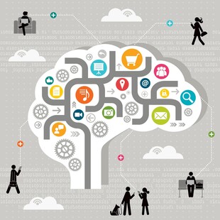 创意大脑与多元业务图标