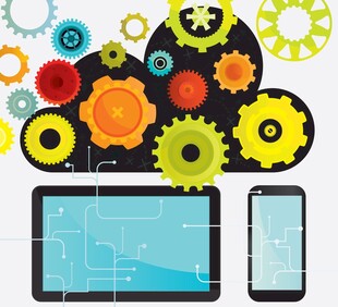 科技设备与齿轮的创意组合