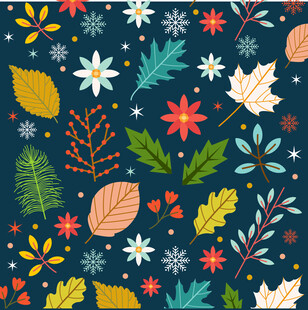 多彩秋季植物图案背景