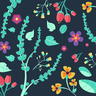 多彩花卉植物图案背景