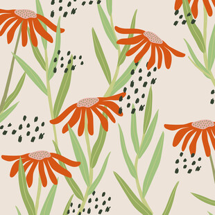 橙色花朵植物图案设计