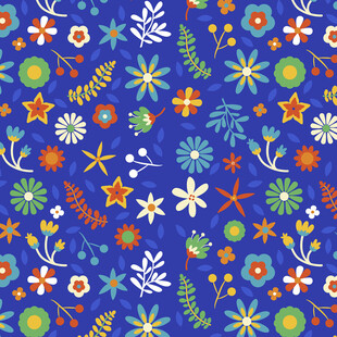 蓝色花卉图案背景纹理