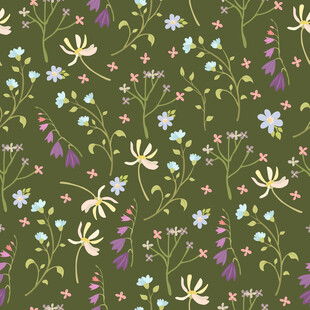 清新碎花绿色花卉图案