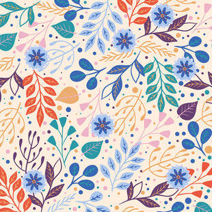 多彩花卉无缝图案背景