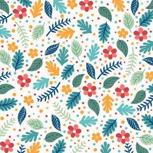 多彩花卉植物图案背景