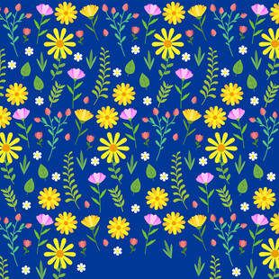 蓝色背景花卉图案设计