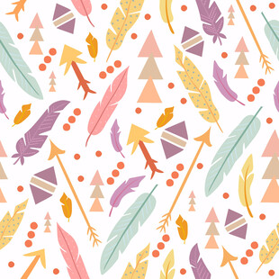 多彩羽毛几何图案背景