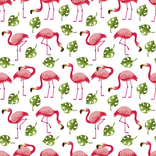 火烈鸟与三叶草图案背景