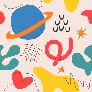 多彩抽象宇宙元素图案