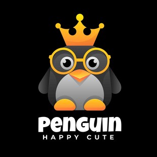 戴皇冠的可爱企鹅形象
