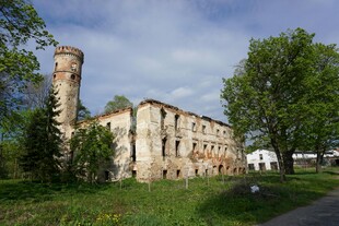 古老废弃建筑与葱郁草木